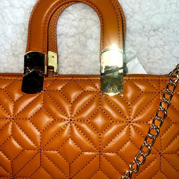 Steve Madden Mini Bag Tan Brown Quilted‎ Faux Leather - Picture 8 of 16
